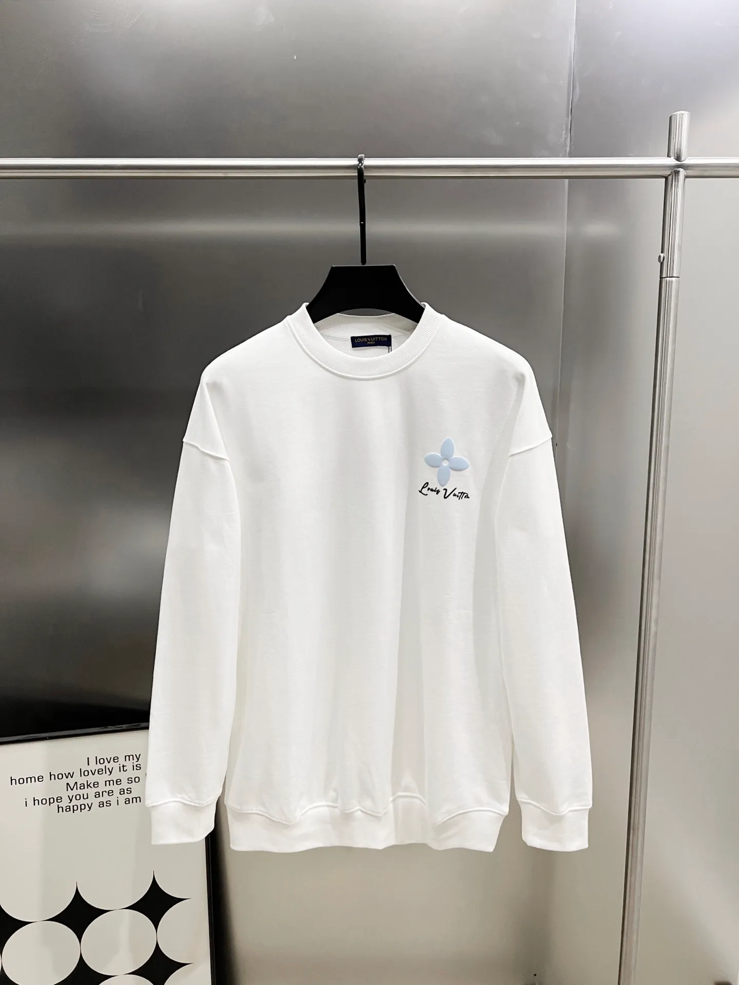 🅿️260 1v Louis* 2025 Autumn and Winter New Style Customized Double Yarn Fabric Round Neck Long Sleeve Sweater Classic Large Flower Foaming Technology Design High-End Version! The same loose version for men and women S M L XL XXL five sizes color black white